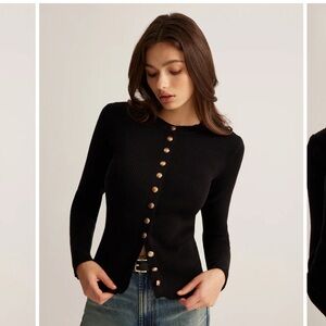 NWT COMMENSE Button Down Skinny Knit Top MED